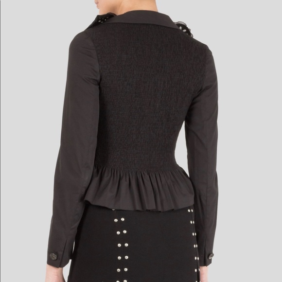 RARE! π€ PRADA πΈπΊ Black Peplum Blazer Jacket w/Floral AppliquΓ©s! size XS 40 IT - Picture 4 of 4